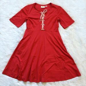 Maeve Red Lace-Up Fit & Flare Dress
